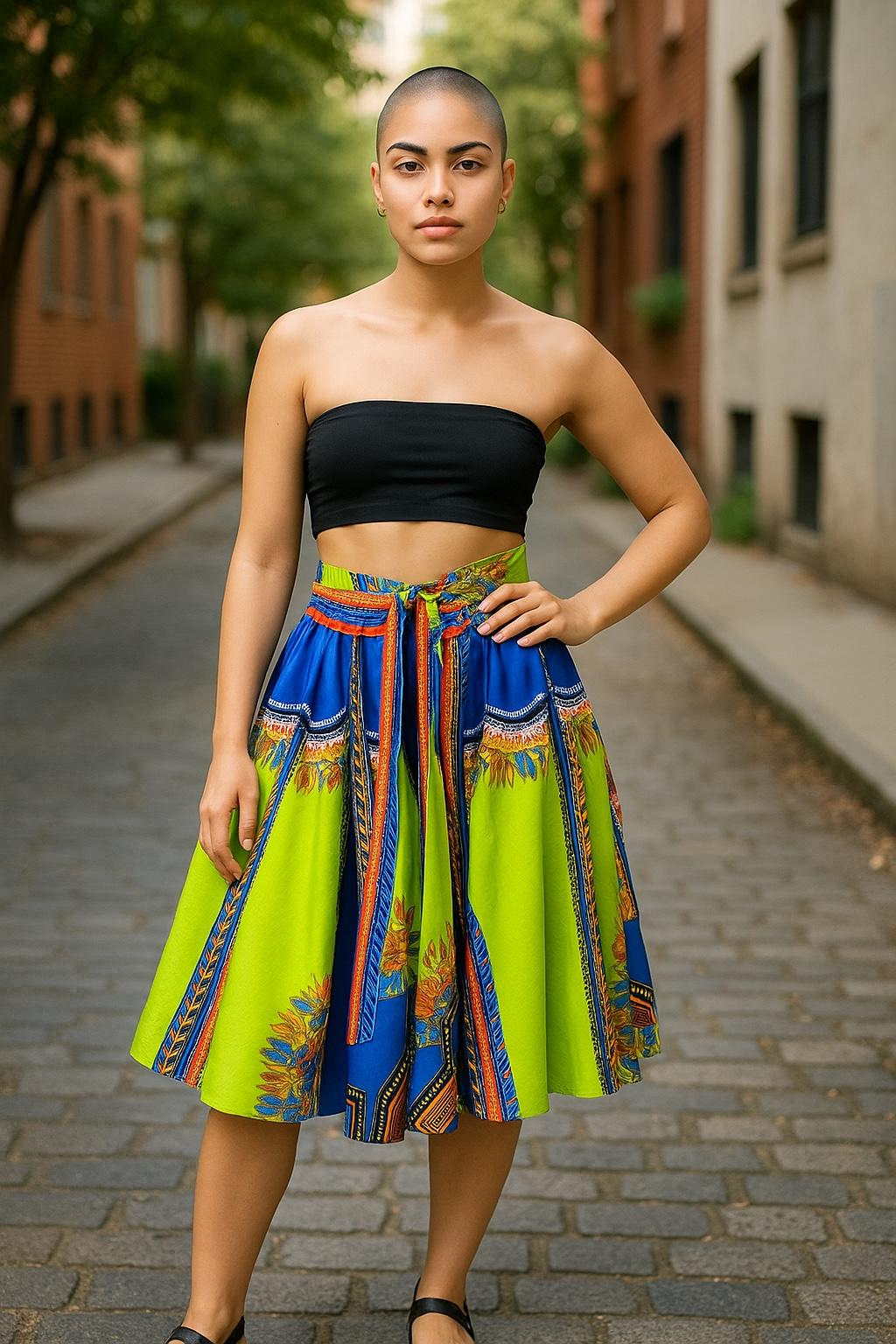 Dashiki Prints Flare Short Skirt
