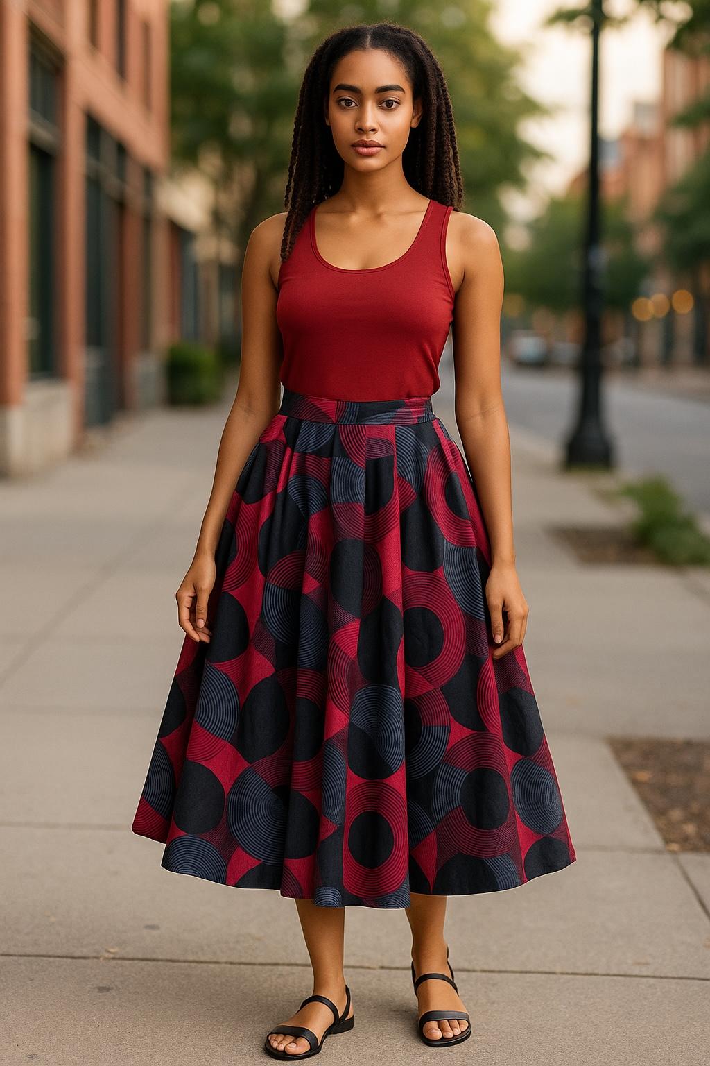 Black & Red Polka Dot Mud Print Short Skirt