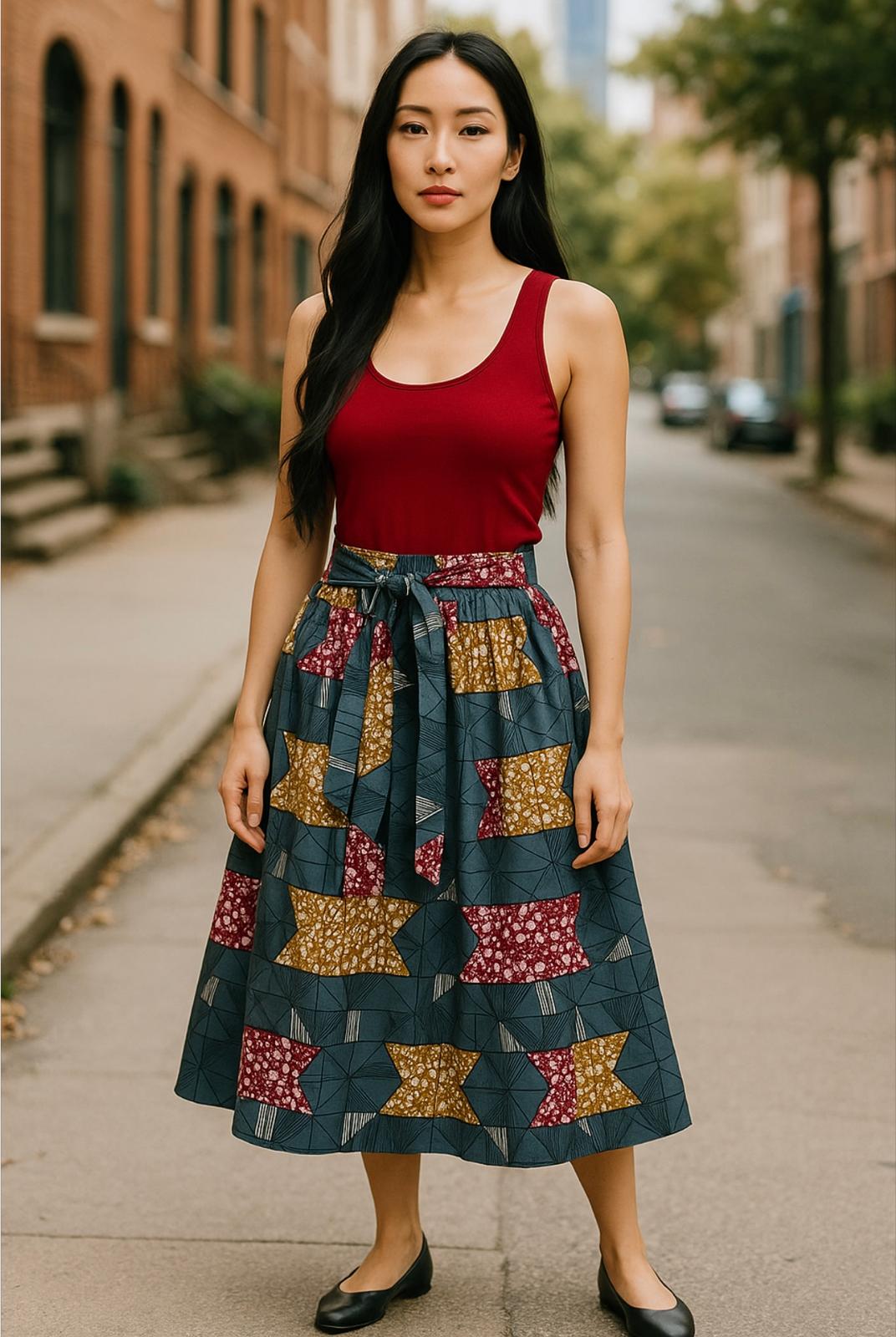 Smocking multiple Flag Short Skirt