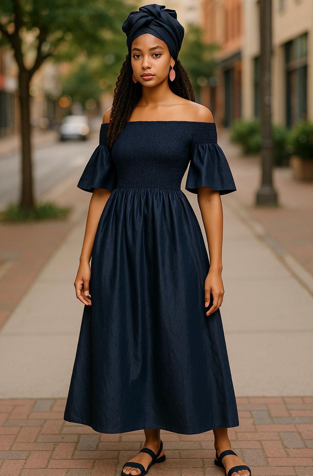 Long Dress Denim Jeans Material