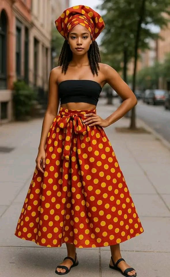 Yellow Polka DotsTraditional Maxi Skirt