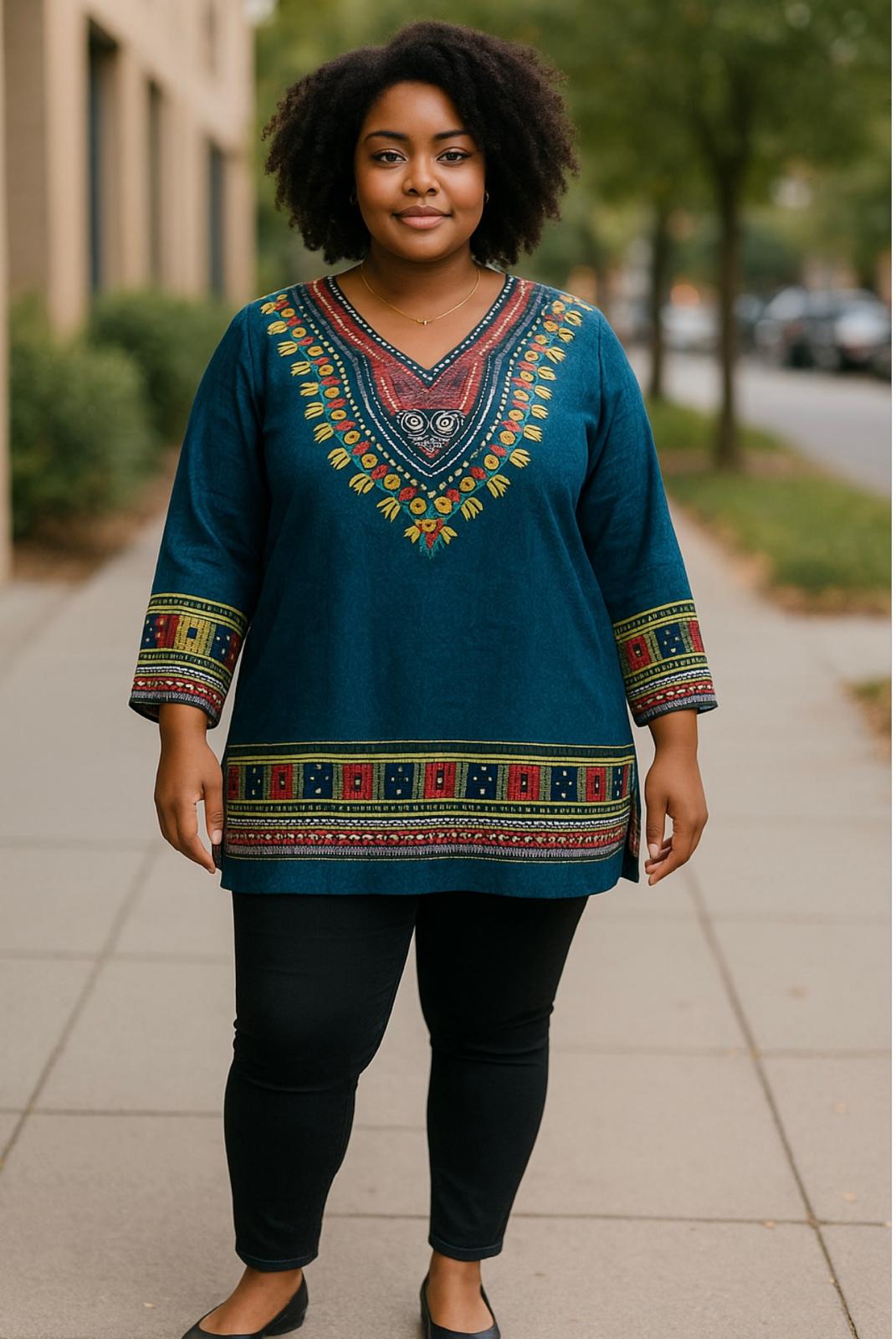 Dashiki Tunic Top Long Sleeves