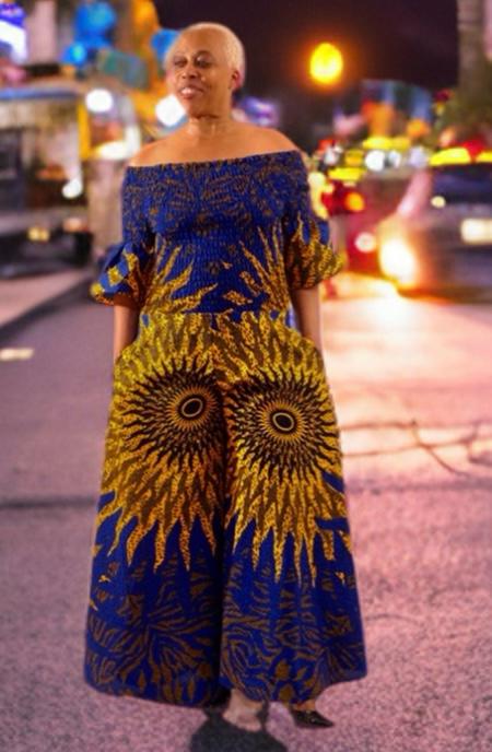 Navy-Blue Off shpulder Sun Jumpsuit