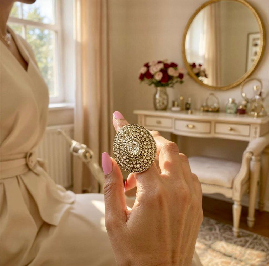 Snap on Silvertone bracelet with zirconia stone