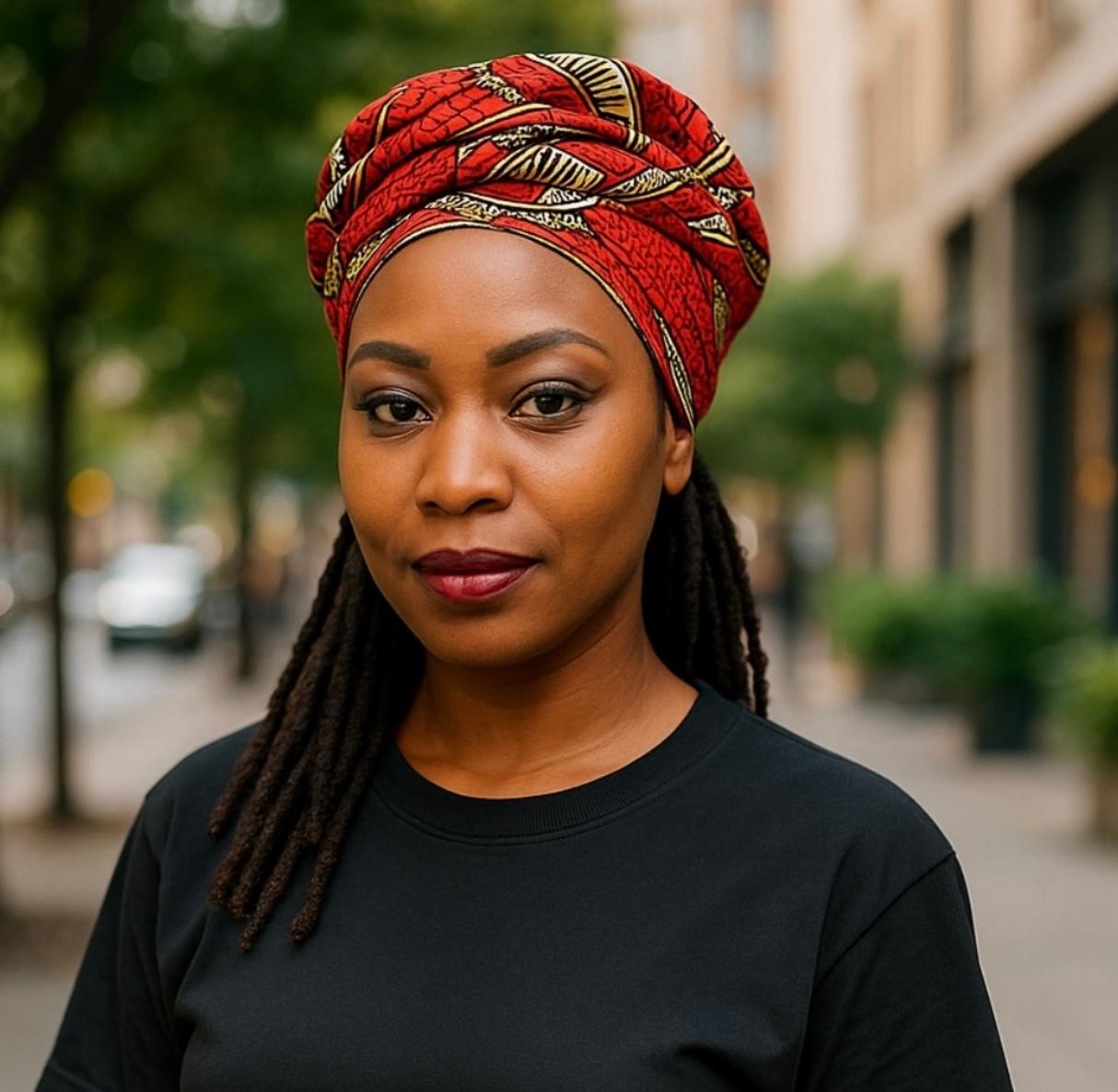 Cheleb Red & Gold Scarf African Pattern