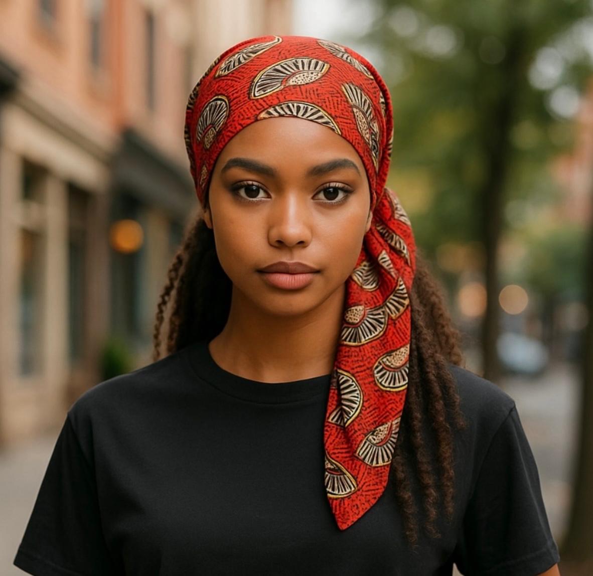 Cheleb Red & Gold Scarf African Pattern