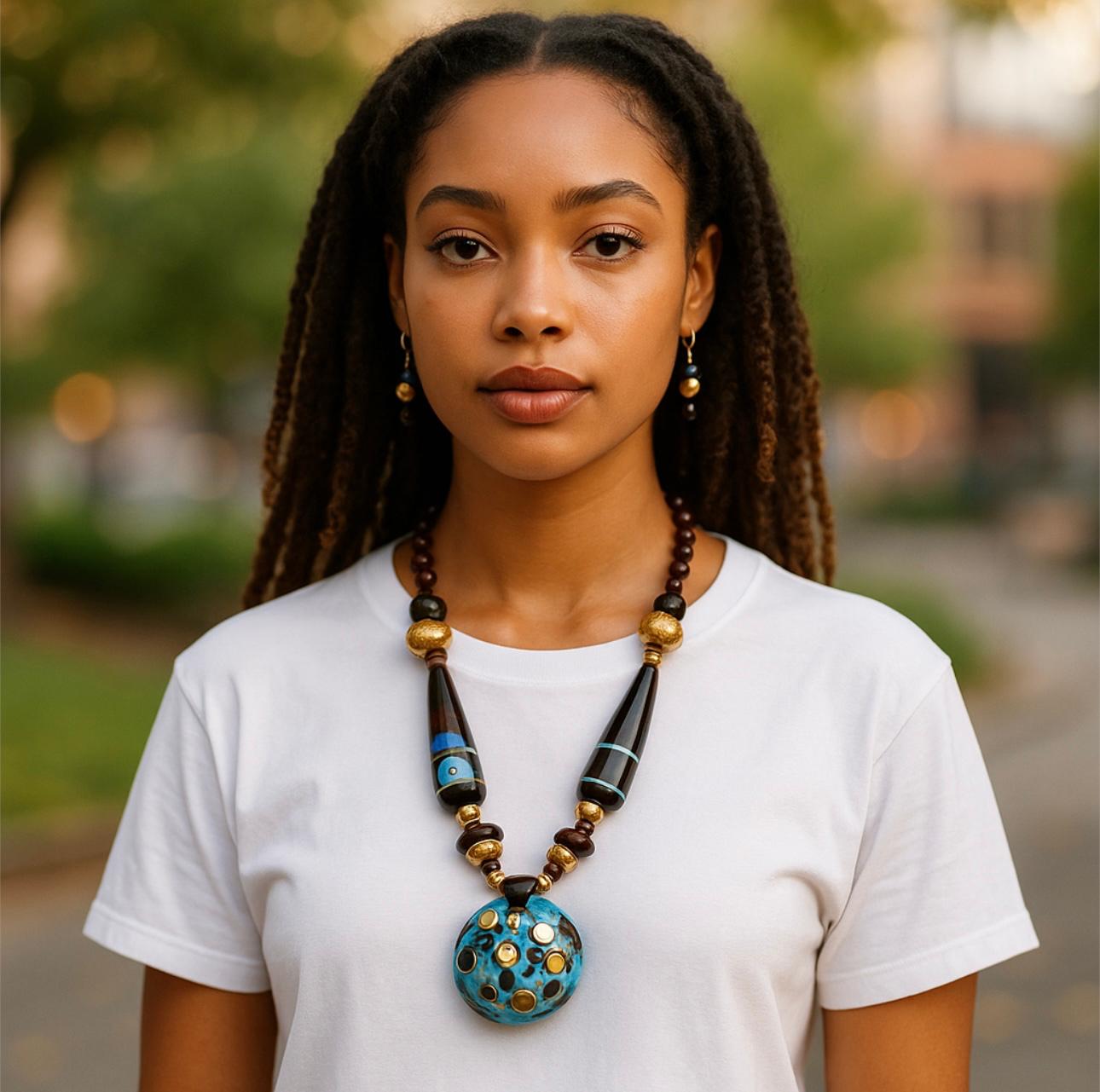 Chunky Beads Necklace Earrings Set