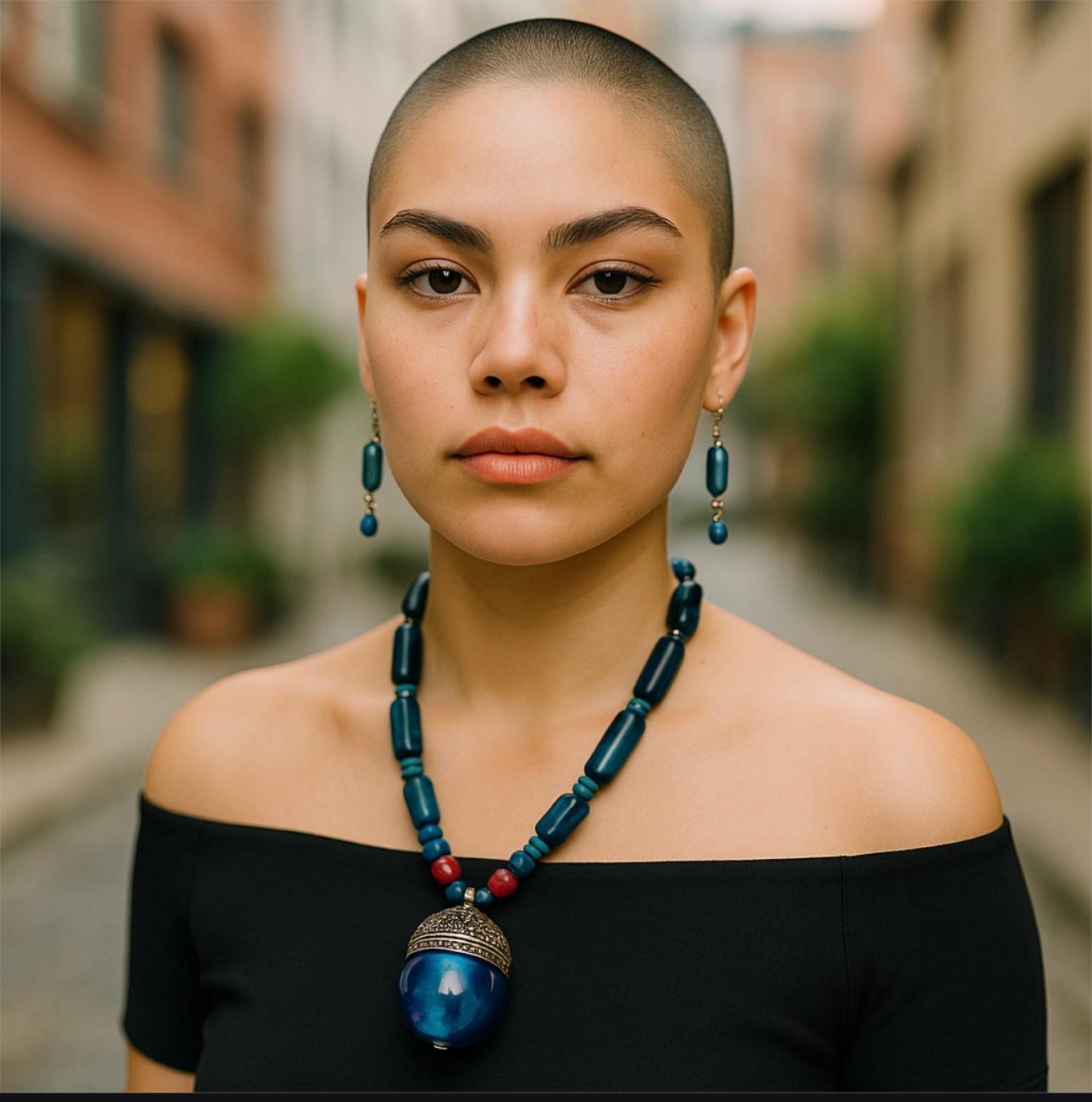 Chunky Beads Necklace & Dangling earrings Set