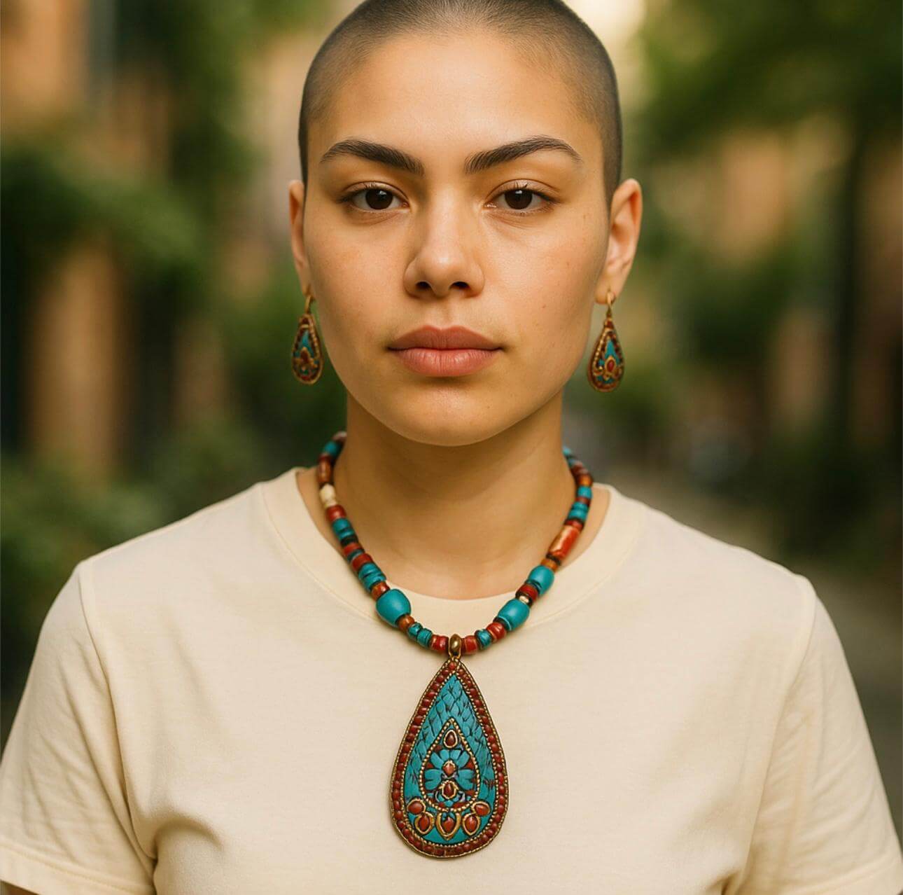 Aqua Chunky necklace mini beads