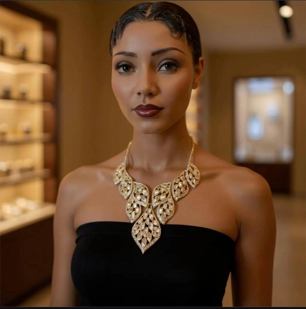 Custom jewelry for evening, gowns, yellow stones