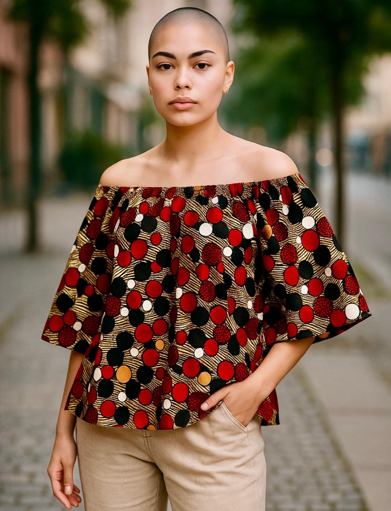 Multi Polka Dots Off Shoulder Top