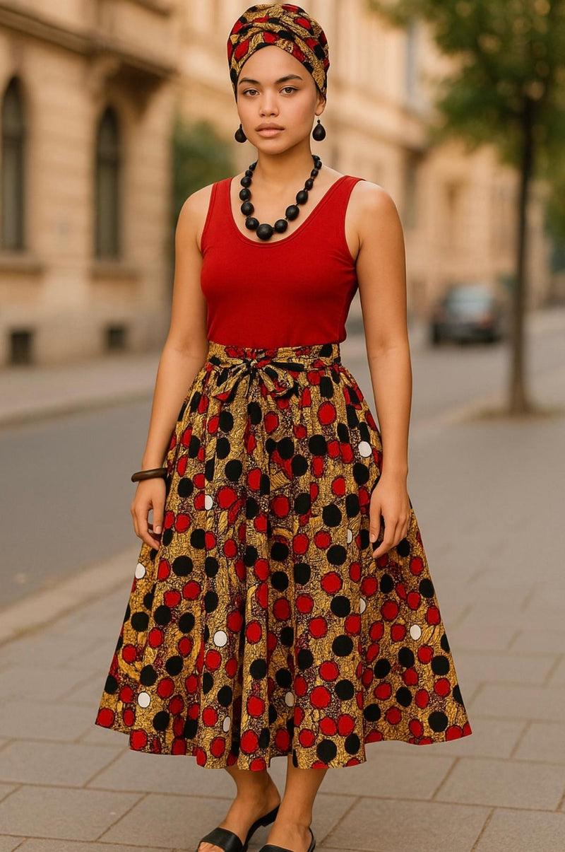Off Shoulder Multi-Circles Mid Dress