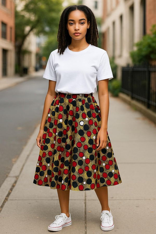 Off Shoulder Multi-Circles Mid Dress