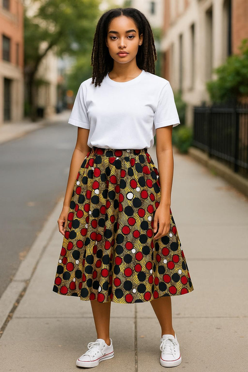 Off Shoulder Multi-Circles Mid Dress