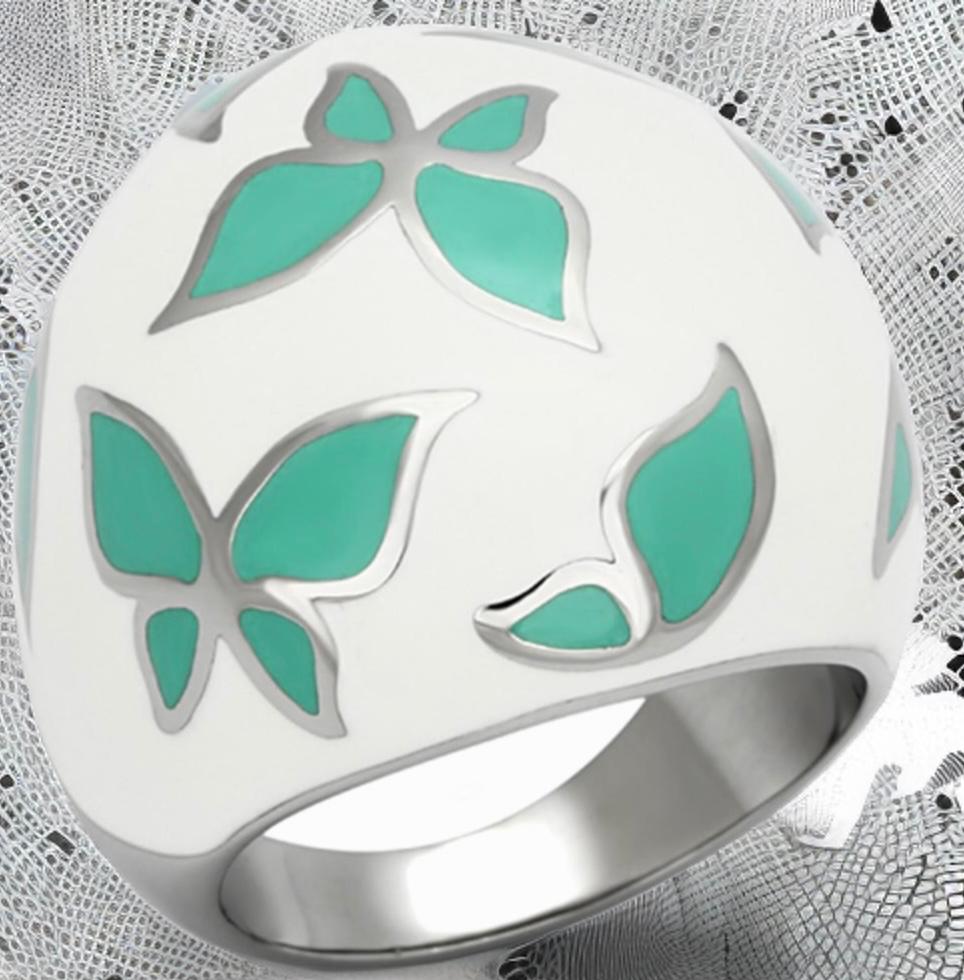 Chunky Ring Green Flowers