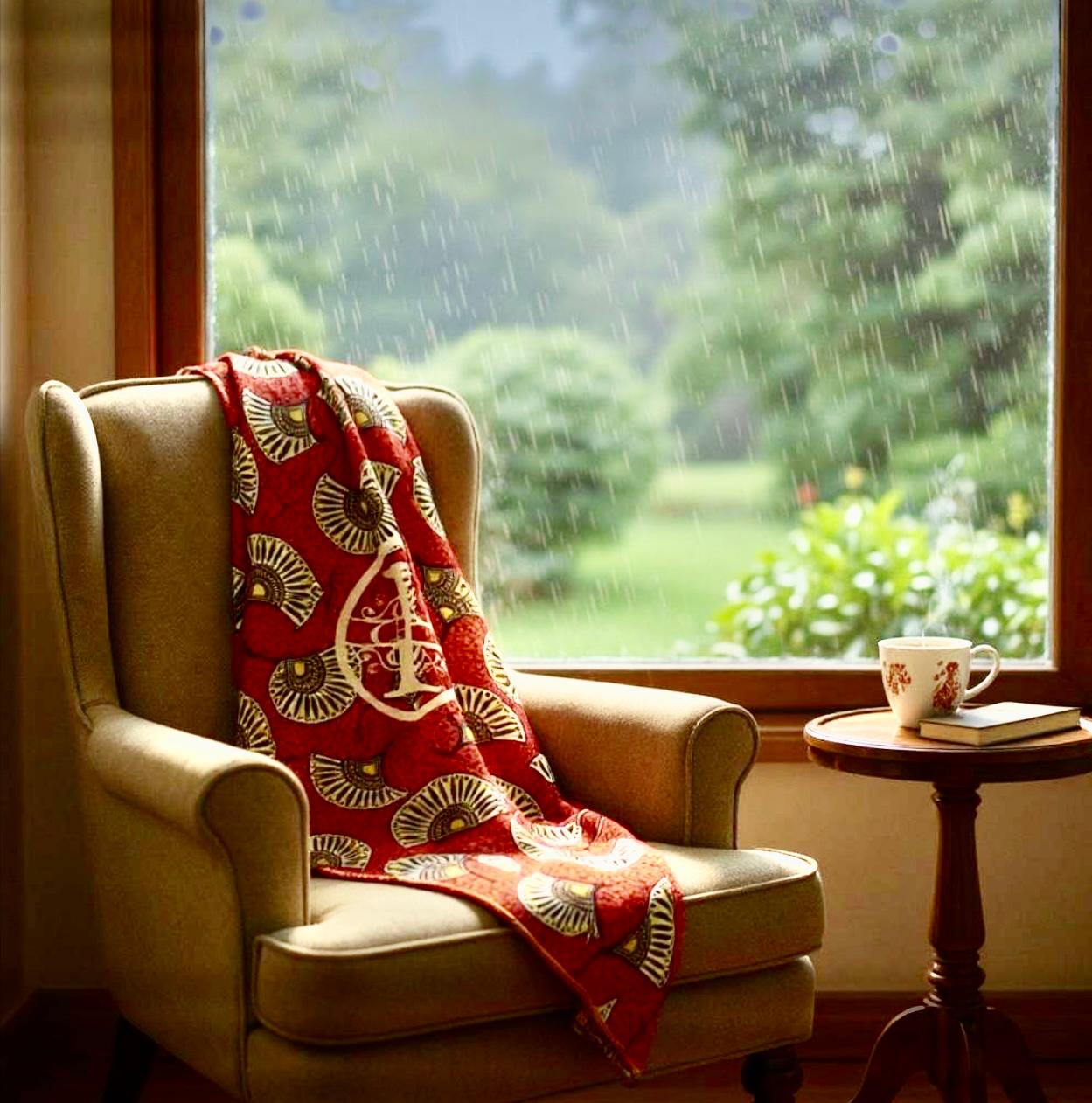 Cheleb Red & Gold Scarf African Pattern